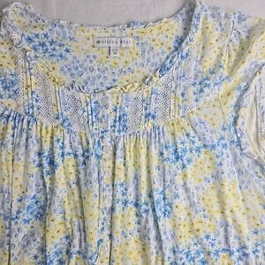 Eileen West Womens Floral Pajama Nightgown Medium Blue Sleepwear Cottagecore